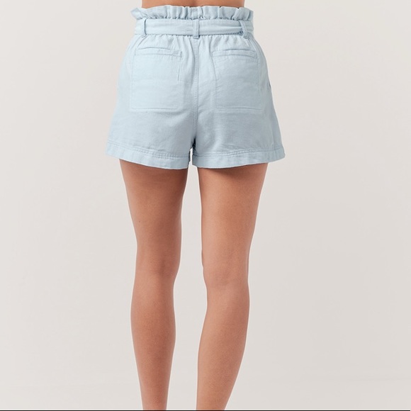 NWT Pact Denim Chambray Paper bag Shorts organic cotton light blue Large L - Picture 4 of 12